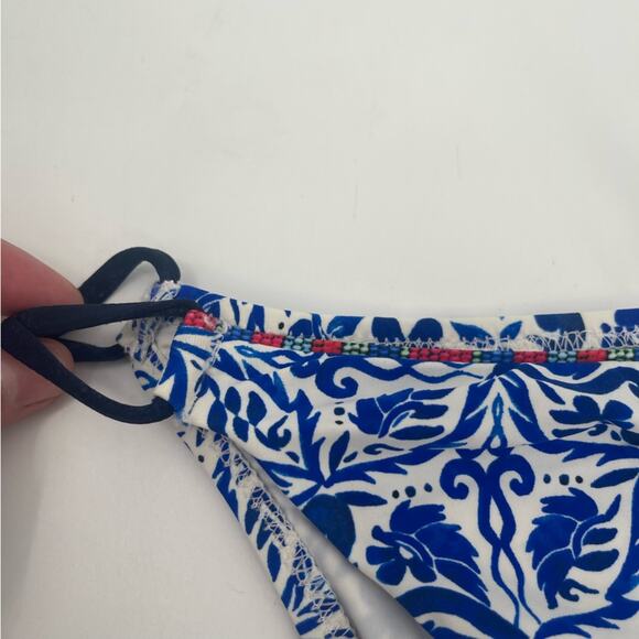 NANETTE LEPORE Bikini Bottom XS Talavera Vamp Azure Blue Beach Swim Resort NWT - Picture 10 of 16